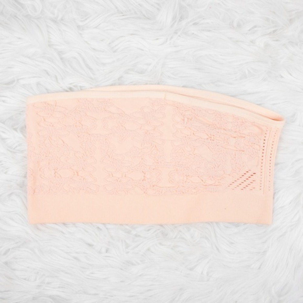 Spiritual Gangster Strapless Bandeau Bralette Size XS Small Peach Lace Knit - Picture 7 of 7